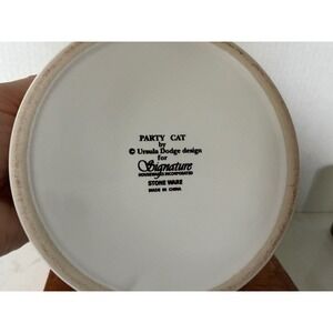Ursula Dodge Party Cat Stoneware Bowl Signature Housewares White Ceramic 6 Inch